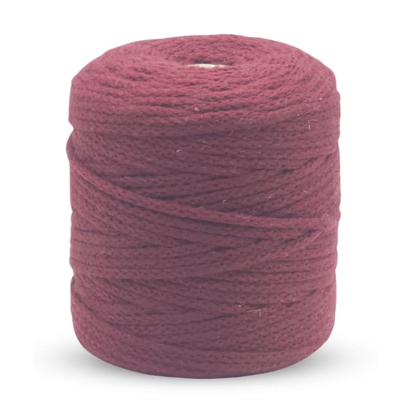 CROCHETA Maroon Knitted Macrame Cord 4mm x 109yards, Colored Macrame Rope, Knitted Cotton Rope Macrame Yarn, Colorful Cotton Craft Cord for Wall Hanging, Plant Hangers, Crafts, Knitting