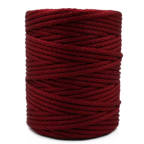 CROCHETA Maroon Knitted Macrame Silky Cord 5mm x 109yards, Colored Macrame Rope, Knitted Polyester Rope Macrame Yarn, Colorful Cotton Craft Cord for Wall Hanging, Crafts, Knitting