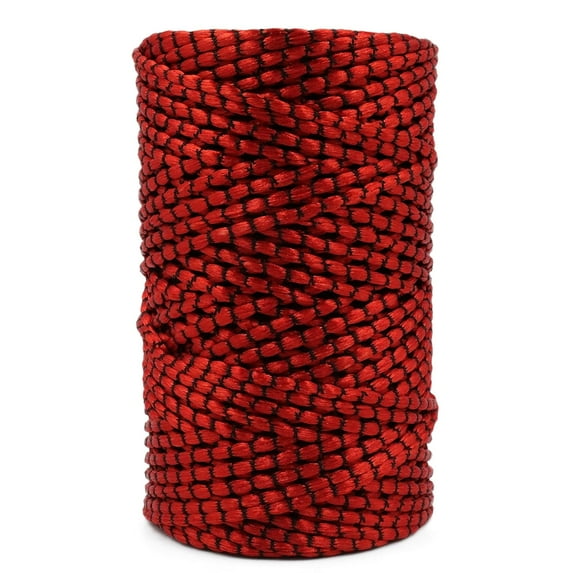 CROCHETA Red Pom Pom Cord 2.5mm x 92yards, Colored Pom Pom Cord, Colorful Cotton Craft Cord for Wall Hanging, Plant Hangers, Crafts, Knitting