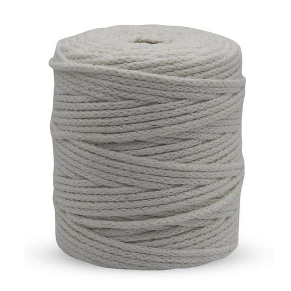 CROCHETA White Knitted Macrame Cord 4mm x 54yards, Colored Macrame Rope, Knitted Cotton Rope Macrame Yarn, Colorful Cotton Craft Cord for Wall Hanging, Plant Hangers, Crafts, Knitting