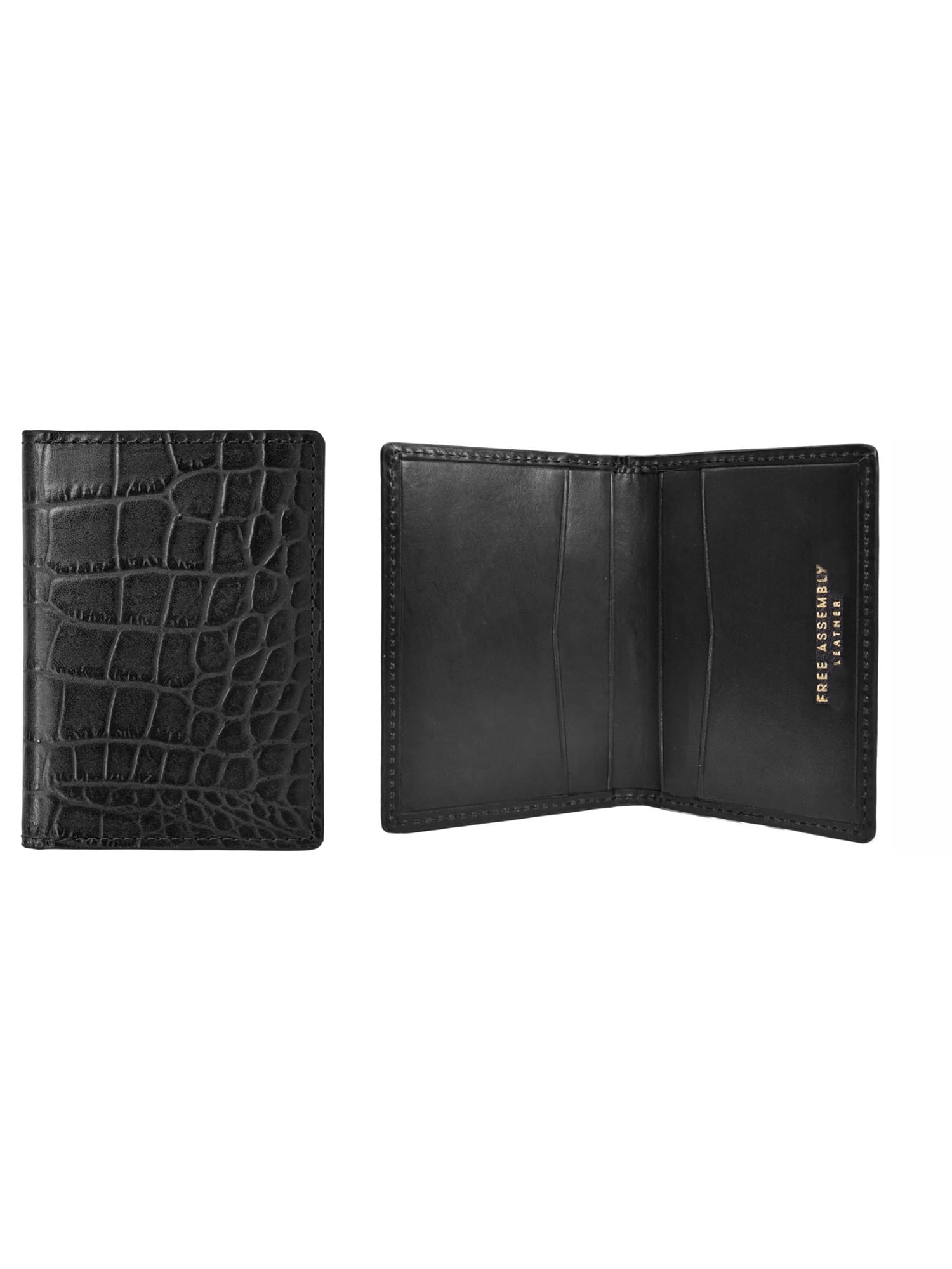 Free Assembly Croco Duo Fold Card Case, Black