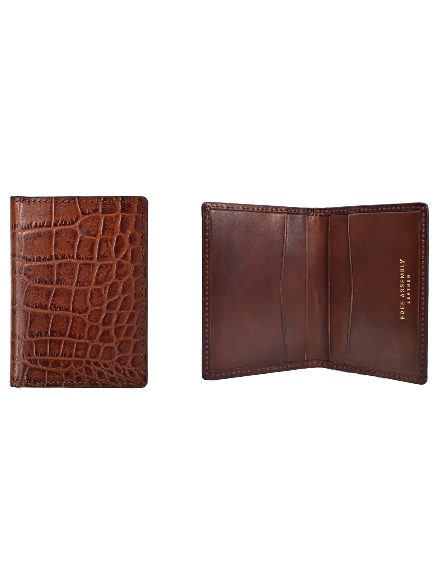 Free Assembly Croco Duo Fold Card Case, Brown