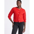 thumbnail image 1 of Free Assembly Women's and Women's Plus Cropped Cable Cardigan Sweater, Midweight, Sizes XS-4X, 1 of 4