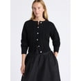 thumbnail image 1 of Free Assembly Women's and Women's Plus Cropped Cable Cardigan Sweater, Midweight, Sizes XS-4X, 1 of 5