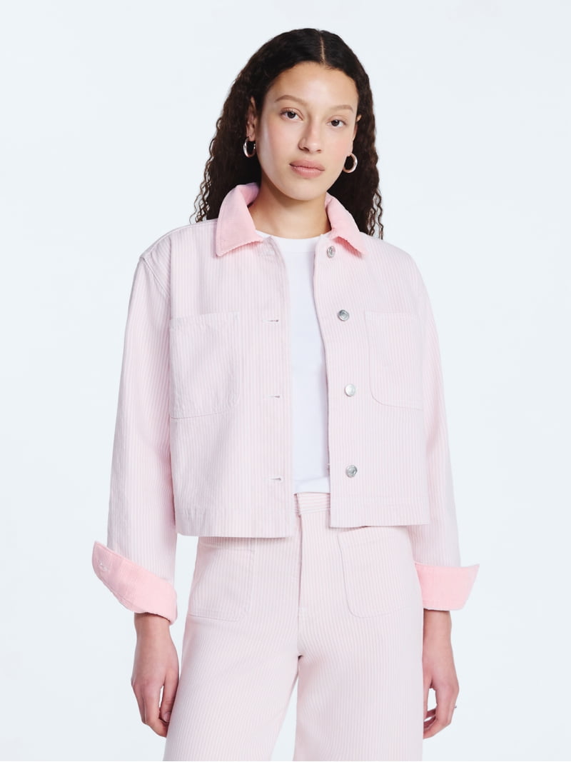 Free Assembly Women's Cropped Cotton Chore Jacket, Sizes XS-XXL