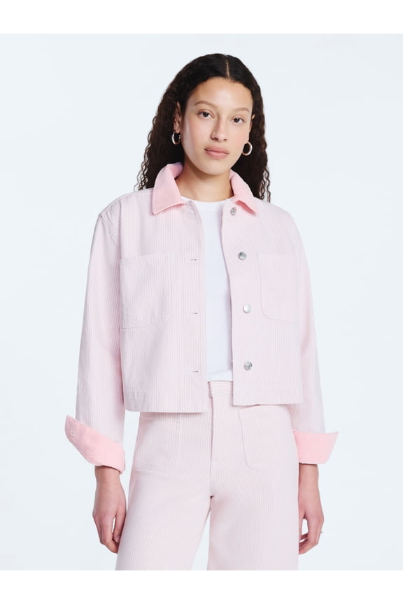 Women's Cropped Cotton Chore Jacket, Sizes XS-XXL