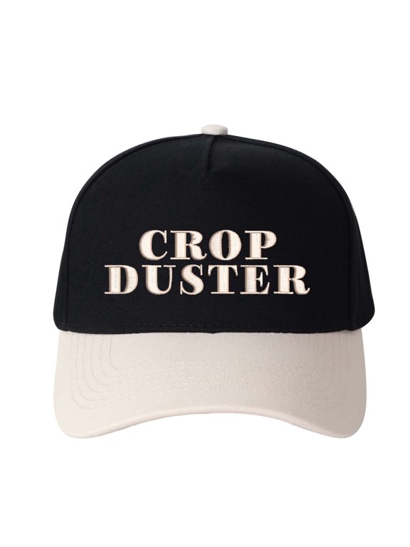 CROP DUSTER Letter Embroidered Color Block Trucker Hat Unisex Adjustable Cotton Breathable Fashion Cap for Travel Daily Wear