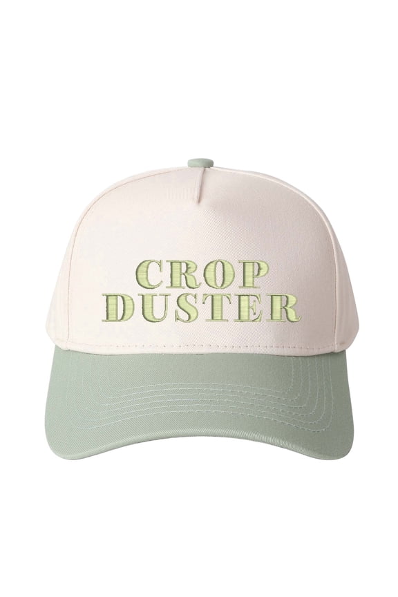 CROP DUSTER Letter Embroidered Color Block Trucker Hat Unisex Adjustable Cotton Breathable Fashion Cap for Travel Daily Wear