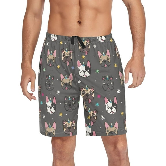 CROPD Colorful Pug Dog Pajama shorts Mens Lounge Sleep Shorts Straight-Fit Men Pajama Bottoms with Drawstring & Pockets