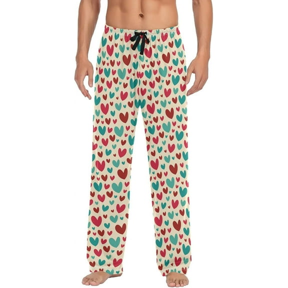CROPD Daisies Black Pajama Pants Mens Lounge Pants Straight-Fit Men Pajama Bottoms with Pockets Drawstring