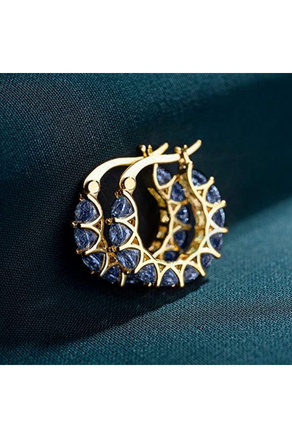 French Style Floral U-Shaped Ear Hoops for Women - Fully Set with Sparkling Cubic Zirconia Jewelry for Weddings & Galas