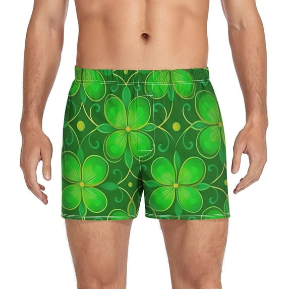 CROPD Green Shamrocks Stpatrick Day Mens Underwear Classic Fit Boxers for Men Button Fly Short Boxer Briefs