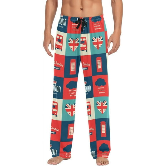 CROPD Symbol Union Jack Men's Straight-Fit Pajama Pants Sleep Lounge Pants Bottoms with Pockets