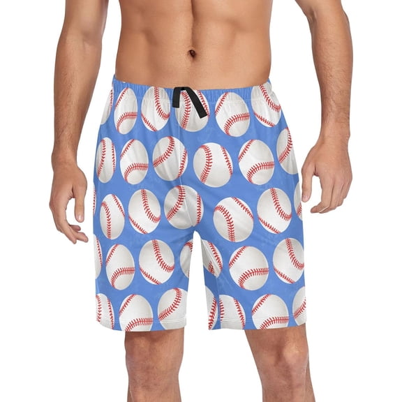 CROPD Men's Baseball Pajama Shorts Pjs Bottoms Sleep Shorts Lounge Wear Pajama Pants with Pocket