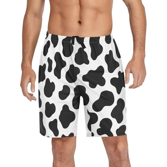CROPD Men's Cow Print Pajama Shorts Pjs Bottoms Sleep Shorts Lounge Wear Pajama Pants with Pocket