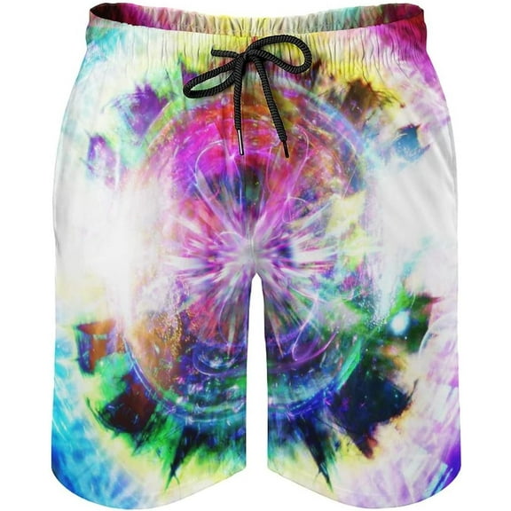 CROPD Men's Quick Dry Board Shorts Psychedelic Trippy Summer Beach Shorts Bathing Suits