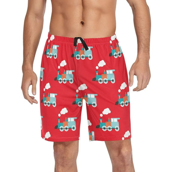 CROPD Men's Train Pajama Shorts Pjs Bottoms Sleep Shorts Lounge Wear Pajama Pants with Pocket