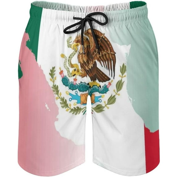 CROPD Mexican Flag Swim Trunks Mens Beach Board Shorts with Pockets