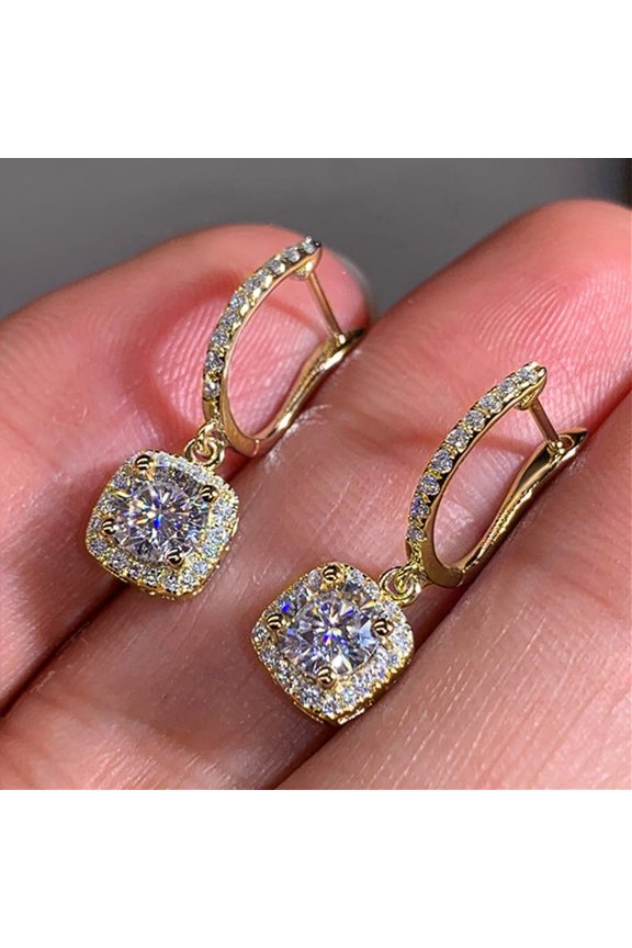Micro inlaid zircon Square Shape Drop Earrings Brilliant Bridal Engagement Wedding Jewelry Elegant Female Dangle Earring Fine Gift