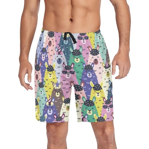 CROPD Music Notes Pajama shorts Mens Lounge Sleep Shorts Casual Men Pajama Bottoms with Pockets Drawstring