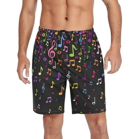 CROPD Music Notes Pajama shorts Mens Lounge Sleep Shorts Casual Men Pajama Bottoms with Pockets Drawstring