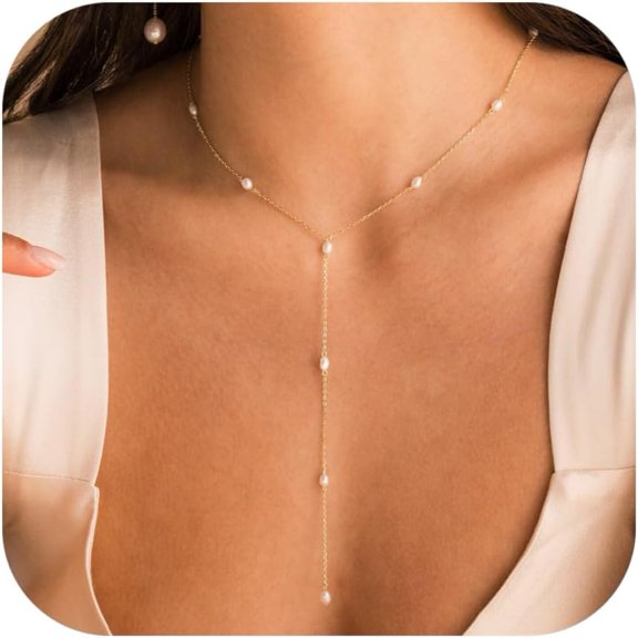 CROPD Pearl for Women Dainty 14K Gold/Silver Plated Layered Pearl Necklace Simple Pearl Choker Necklaces Cute Single White Pearl Necklace Teen Gift Trendy Stuff Bridesmaid Gifts Wedding Jewelry
