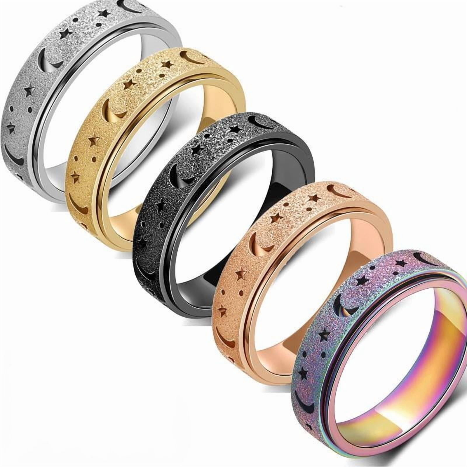 CROPD Stainless Steel Fidget Rings for Anxiety for Women Spinner Ring ...