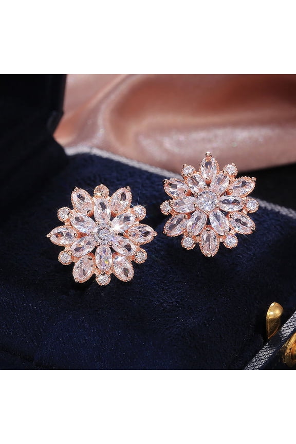 Women‘s Gold Copper Sunflower Ear Studs - Double Layer Fashion Earrings