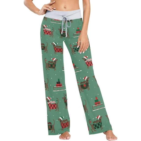CROPD Women's Pajama Pants Christmas PJs Pajama Bottoms Women Wide Leg Sleep Lounge Pants