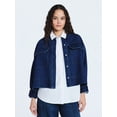 thumbnail image 1 of Scoop Women's and Women's Plus Cropped Oversized Button-Down Shirt, Sizes XS-4X, 1 of 5