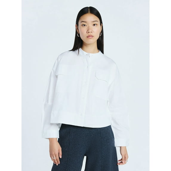 Scoop Women's and Women's Plus Cropped Oversized Button-Down Shirt, Sizes XS-4X