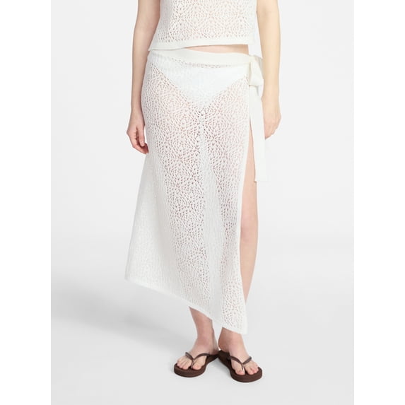 No Boundaries Cropped Crochet Knit Poncho with Side Ties, Women's