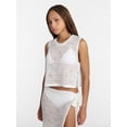 thumbnail image 1 of No Boundaries Cropped Crochet Knit Poncho with Side Ties, Women's, 1 of 6