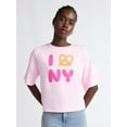 thumbnail image 1 of Scoop Women’s and Women’s Plus Cotton Cropped New York Graphic Tee, Sizes XS-4X, 1 of 6