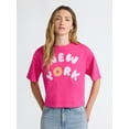 thumbnail image 1 of Scoop Women’s and Women’s Plus Cotton Cropped New York Graphic Tee, Sizes XS-4X, 1 of 6