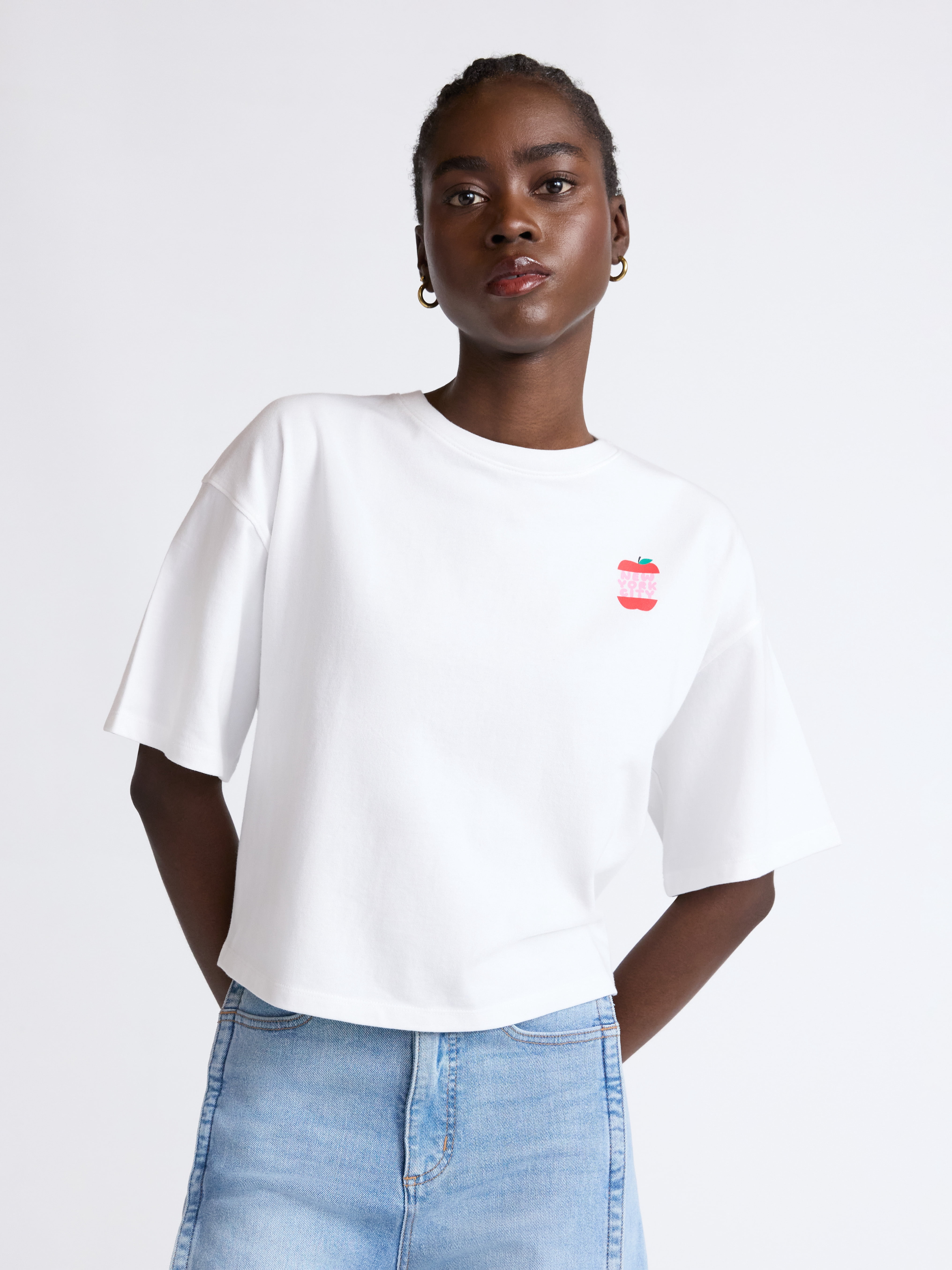 Scoop Women’s and Women’s Plus Cotton Cropped New York Graphic Tee, Sizes XS-4X