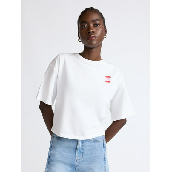 Scoop Women’s and Women’s Plus Cotton Cropped New York Graphic Tee, Sizes XS-4X