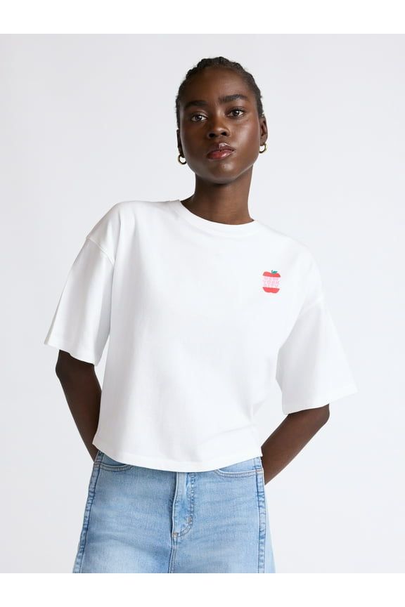 Women’s and Women’s Plus Cotton Cropped New York Graphic Tee, Sizes XS-4X