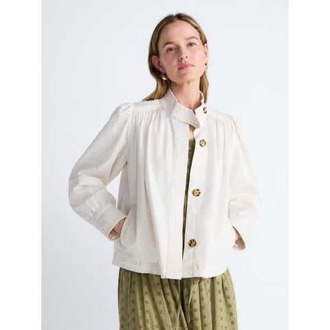Women’s Cropped Ruched Jacket, Sizes XS-XXL