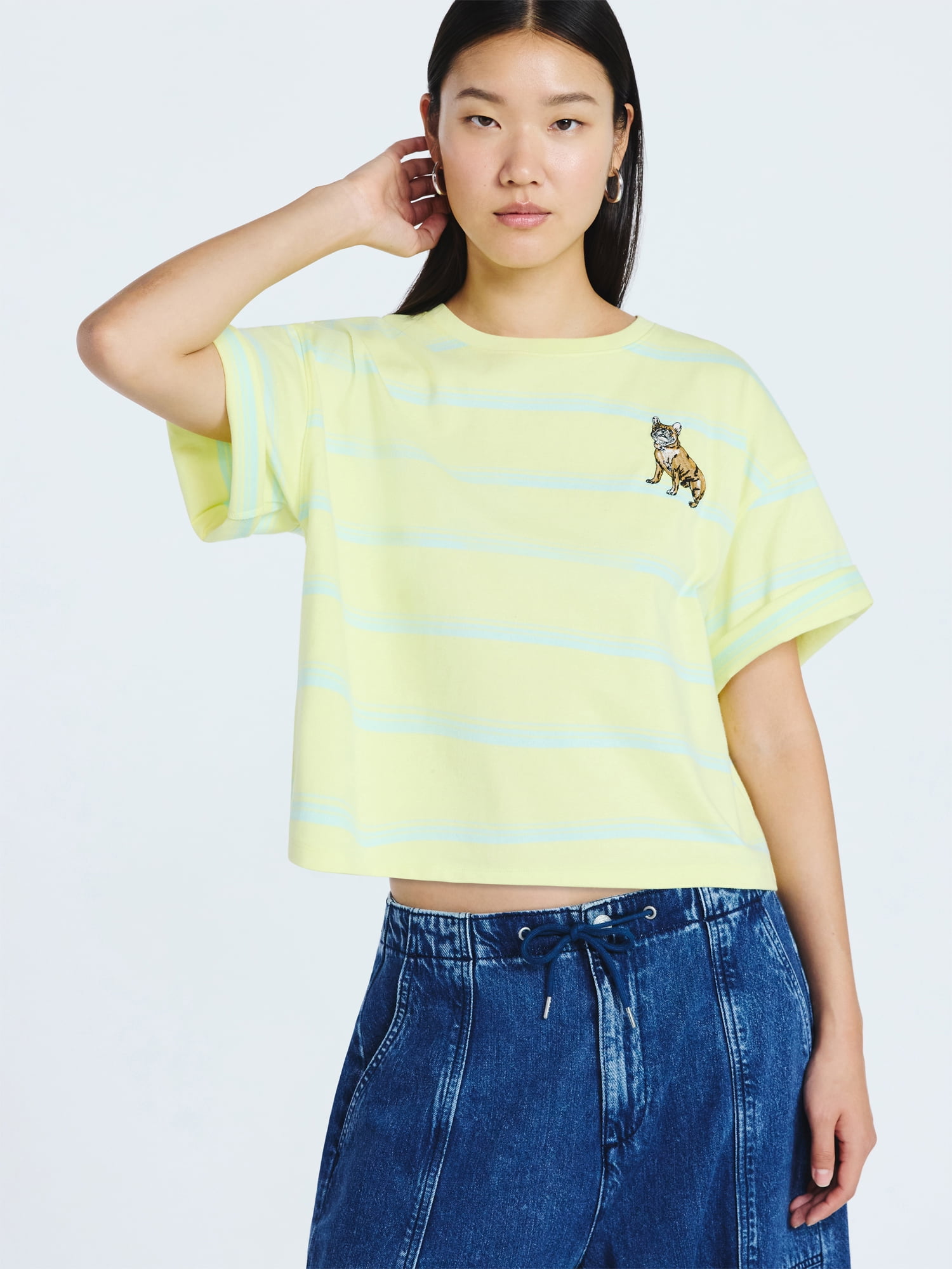 Scoop Women’s and Women's Plus Cotton Cropped Tee with Short Sleeves, Sizes XS-4X