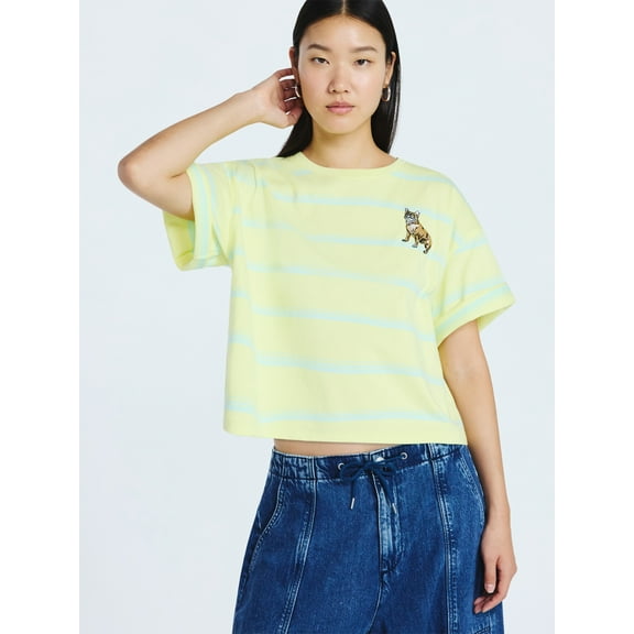 Scoop Women’s and Women's Plus Cotton Cropped Tee with Short Sleeves, Sizes XS-4X