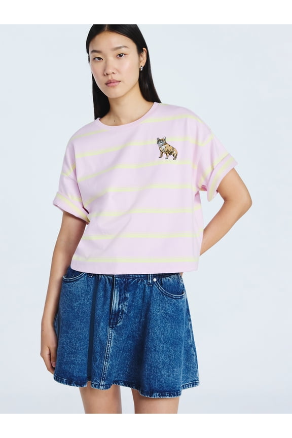 Women’s and Women's Plus Cotton Cropped Tee with Short Sleeves, Sizes XS-4X