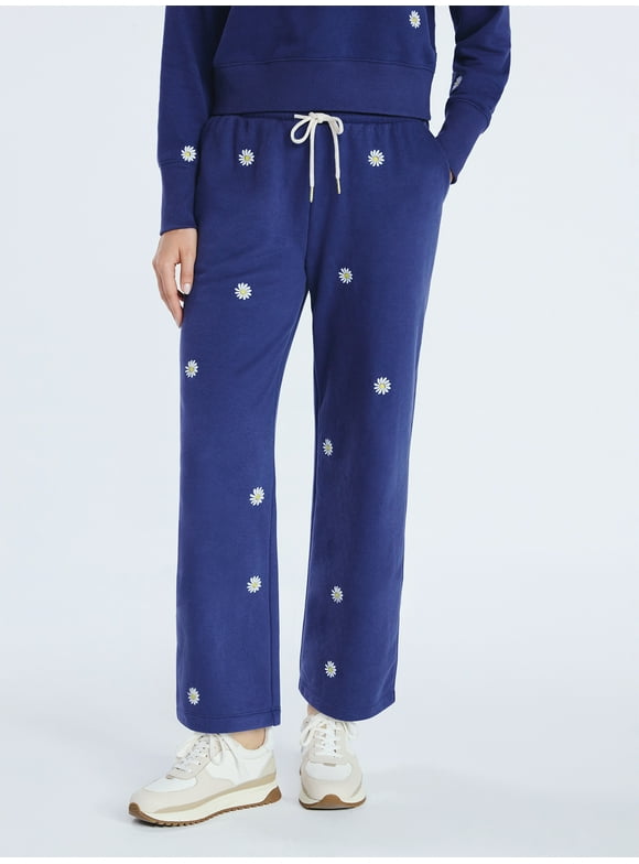 Women's and Women's Plus Embroidered Cropped Sweatpants, 23" Inseam, Sizes XS-4X