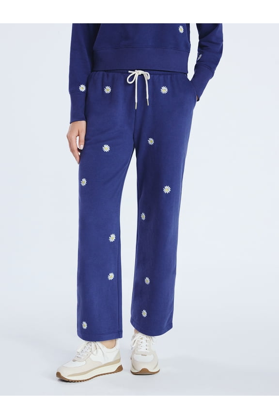 Women's and Women's Plus Embroidered Cropped Sweatpants, 23" Inseam, Sizes XS-4X