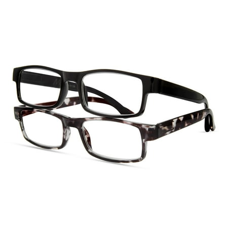 CROSBY BLUELIGHT OPTICAL READING GLASSES +1.75 2PAIR BLACK BLACK/CLEAN SPOT