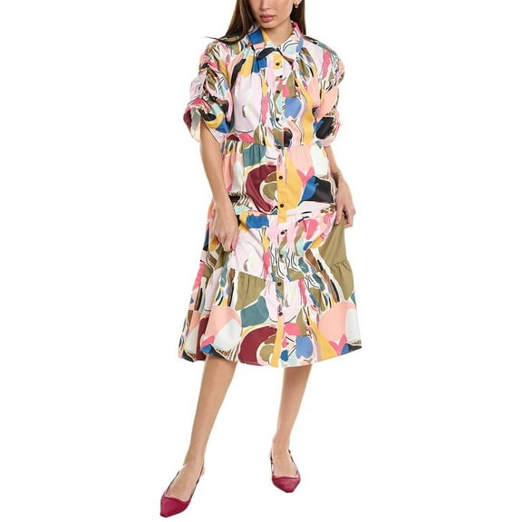 CROSBY by Mollie Burch womens Whit Shirtdress, xs, Brown