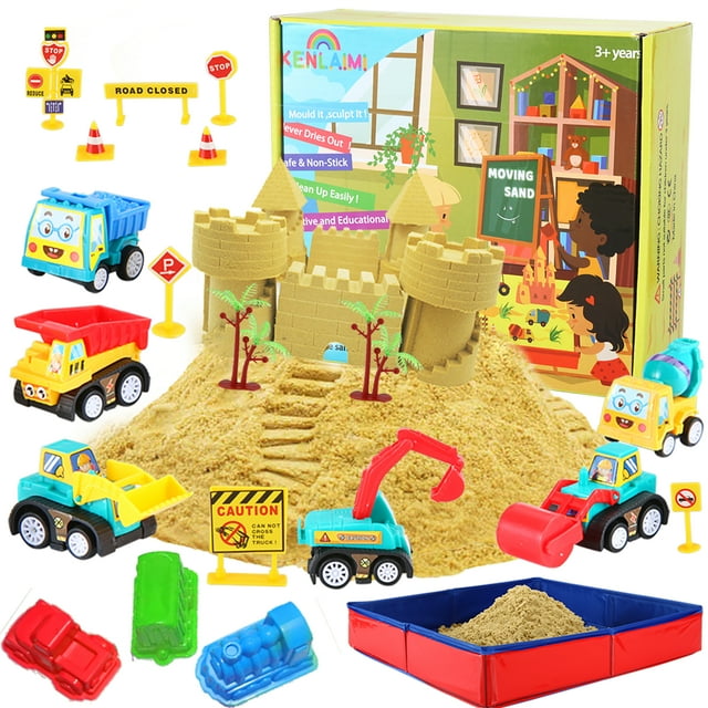 Toddler Toys Sand Construction Kit With Big Foldable Sandbox And