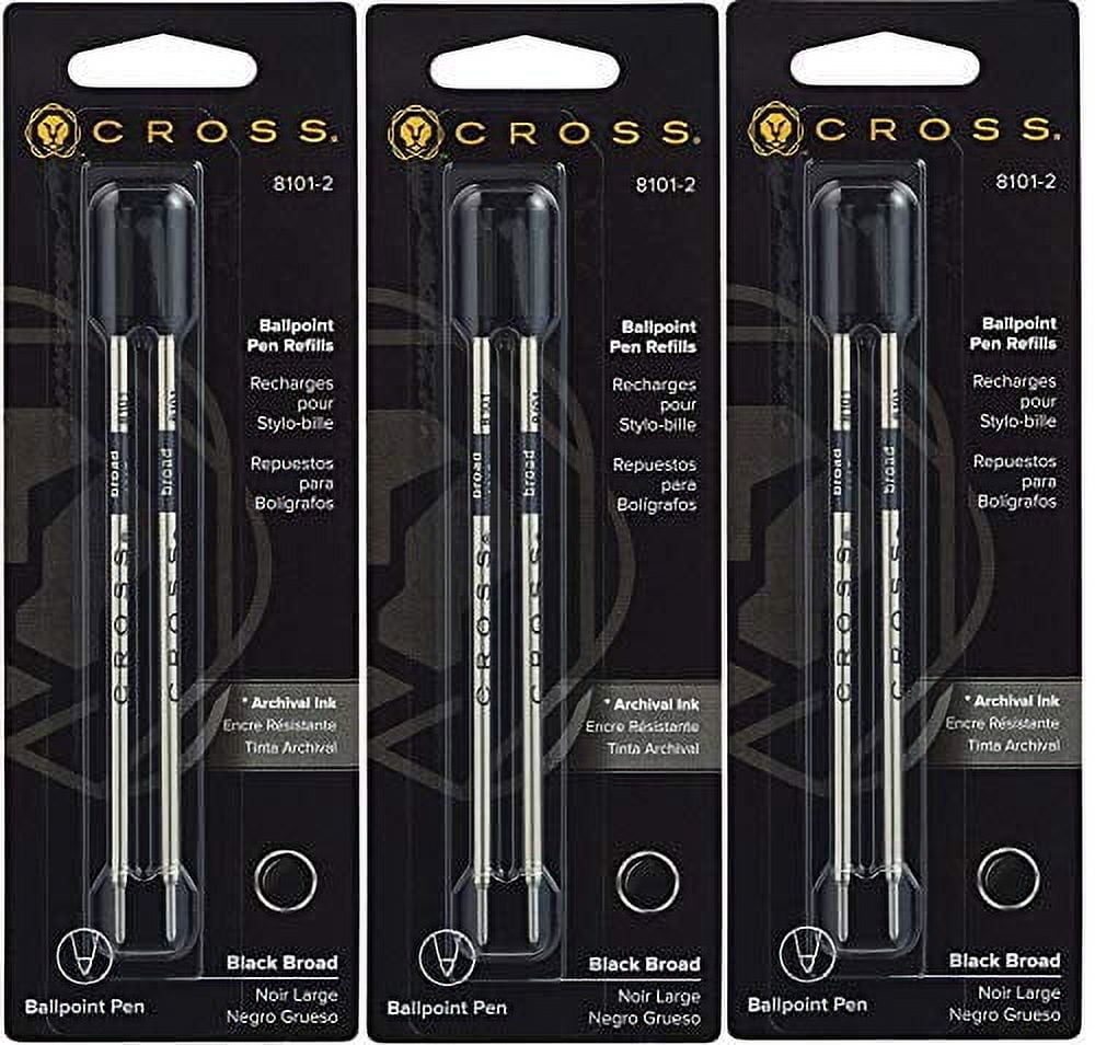 CROSS Ballpoint Pen Refills, Bold Point, Black Ink, 2 Per Pack, 3 Packs ...