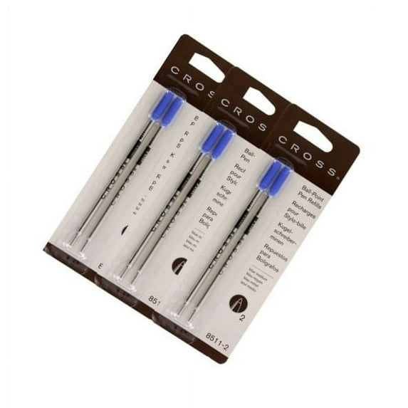 CROSS Ballpoint Pen Refills, Medium Point, Black Ink, 2 Per Pack, 3 Packs Total, 8513-2