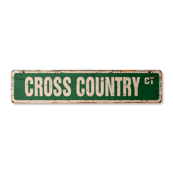 CROSS COUNTRY Vintage Plastic Street Sign race racer competition spikes shoes | Indoor/Outdoor | 36" Wide